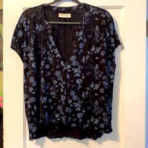Lucky Brand top. Size M. Black with subtle blue flowers